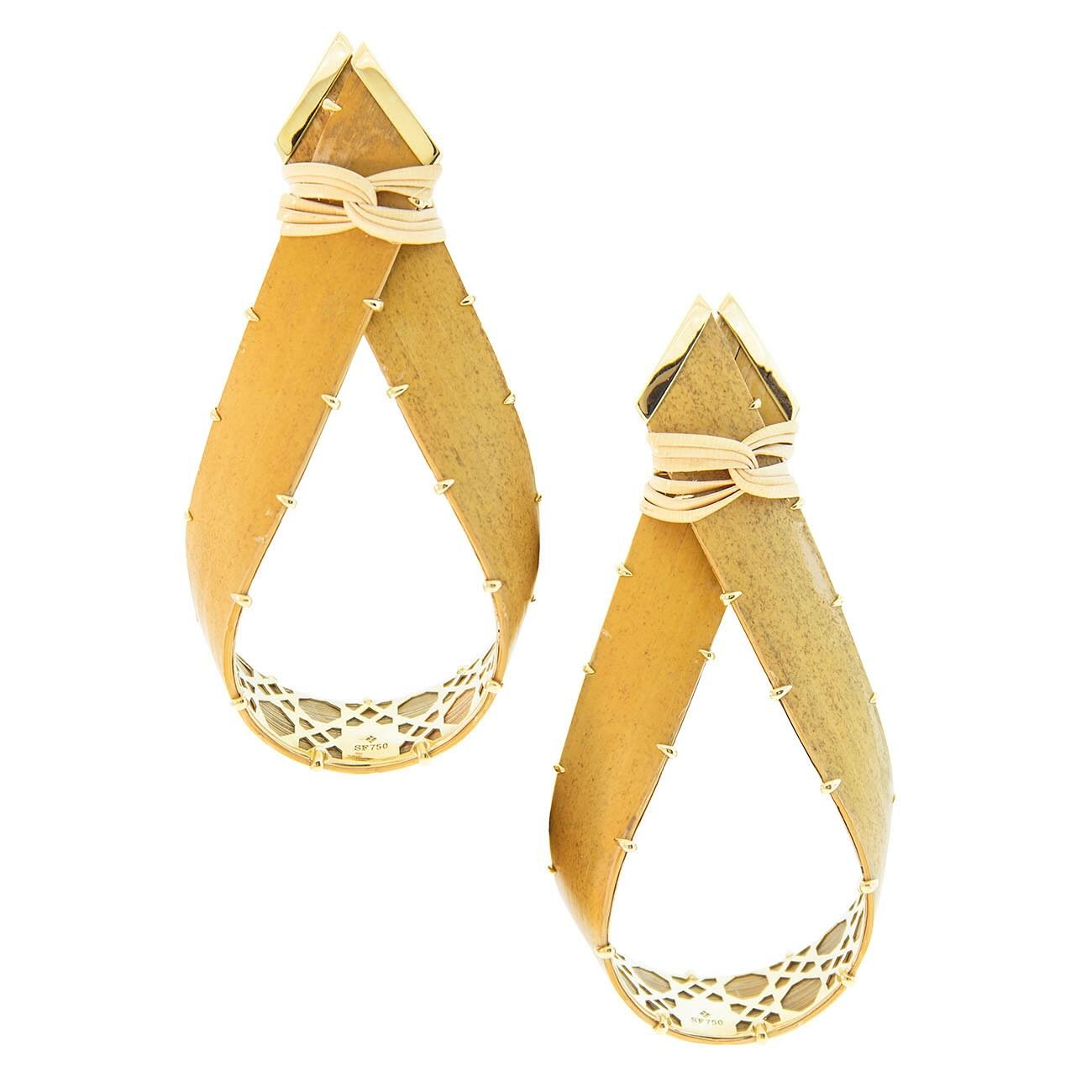 Light Brown Bamboo Loop Earrings by Silvia Furmanovich