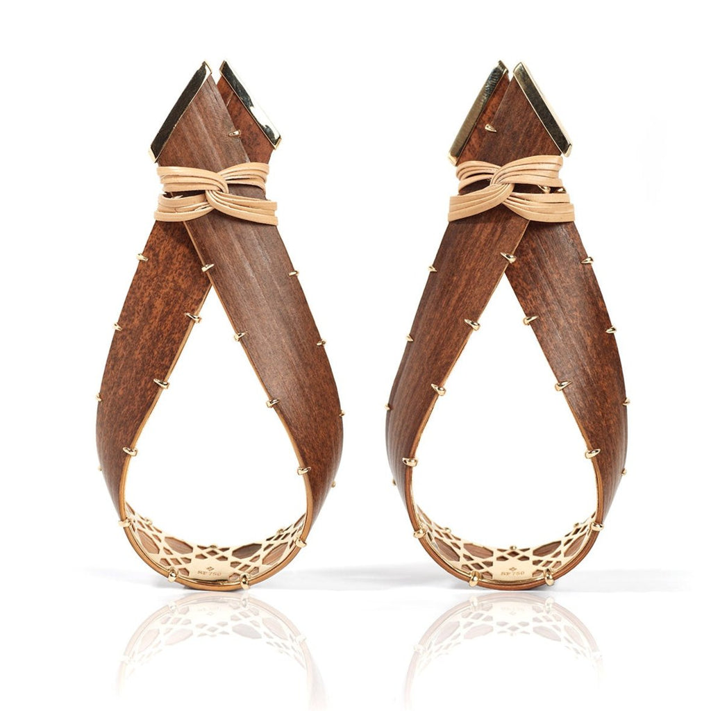 Brown Bamboo Loop Earrings by Silvia Furmanovich