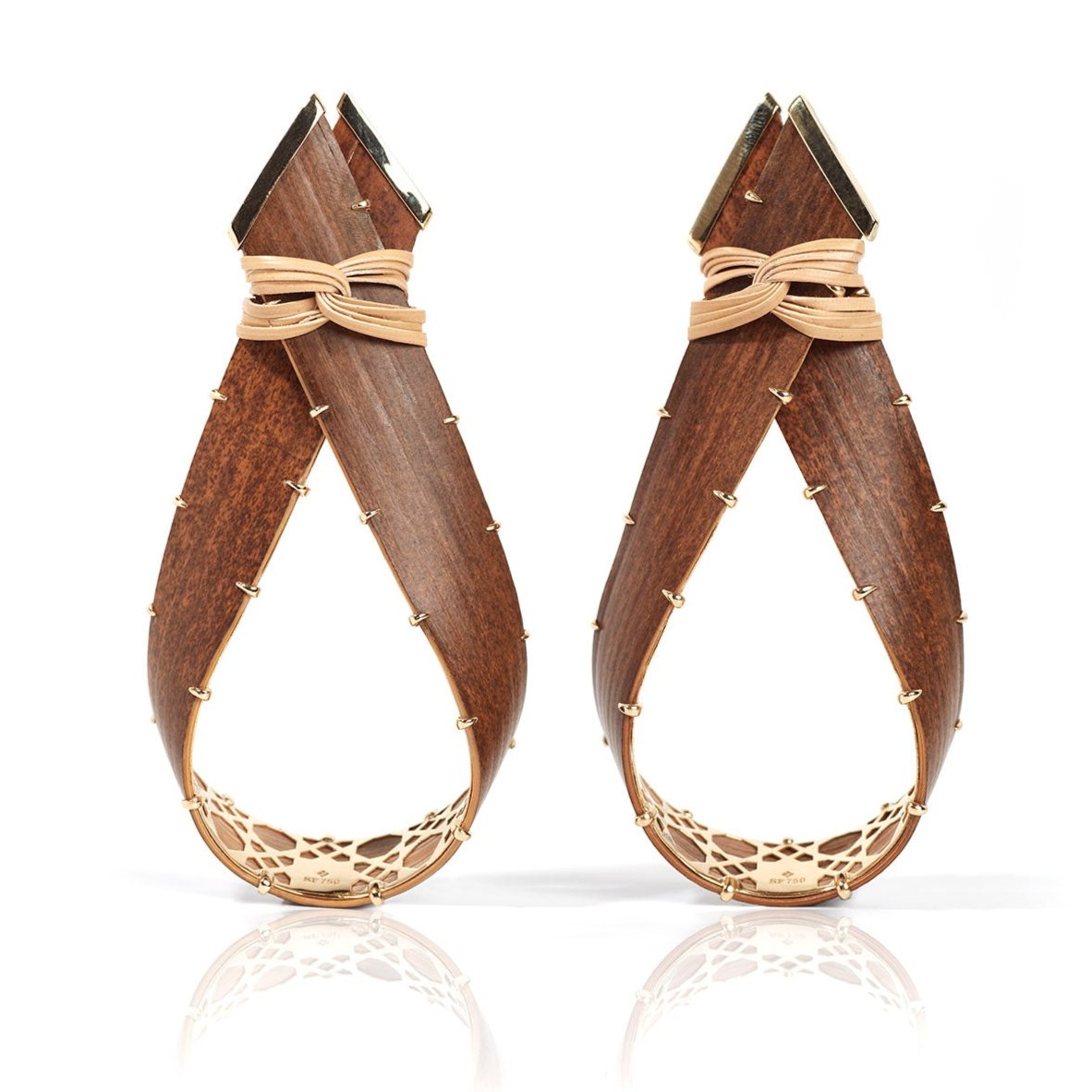 Brown Bamboo Loop Earrings by Silvia Furmanovich